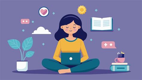 Premium Vector A Girl Practicing Mindful Scrolling During A Digital