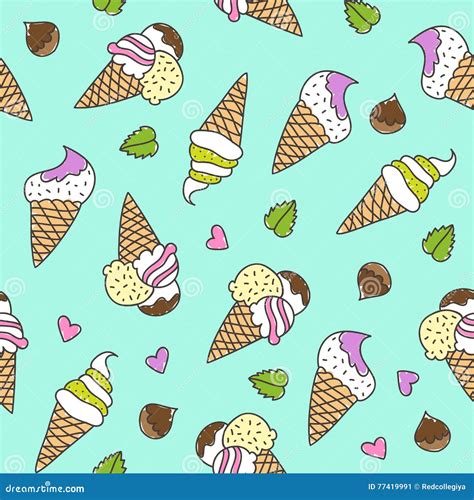 Ice Cream Cones Stock Vector Illustration Of Seamless