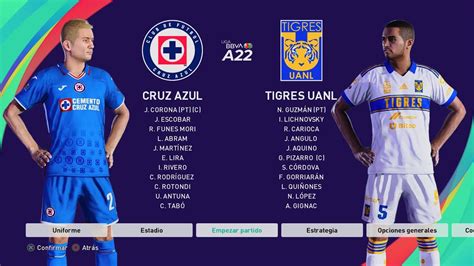 Cruz Azul Vs Tigres Simulaci N J C Pes Ps Youtube