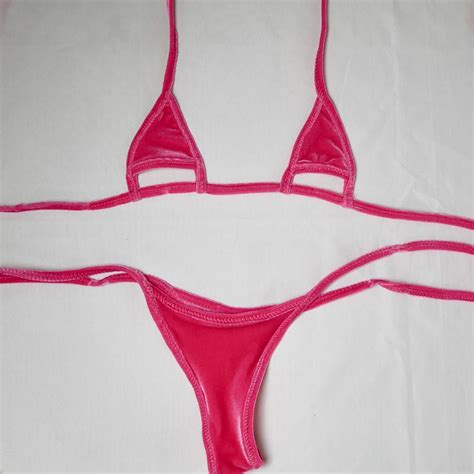 Hot Pink Triangle Cut Out Bikini Etsy