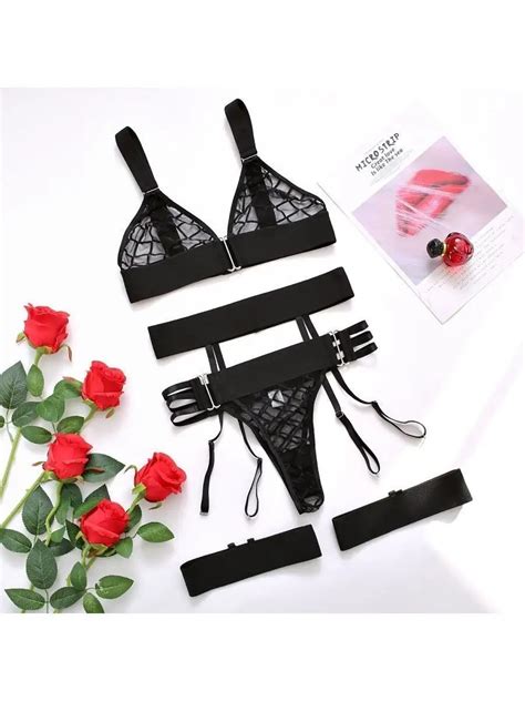 Plaid Sensual Lingerie With Transparent Sexy Bra And Set Woman Pieces See Through Underwear