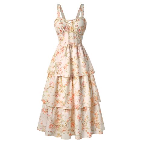 Corset Dress for Women Wedding Guest Floral Dresses Tiered Ruffle Maxi