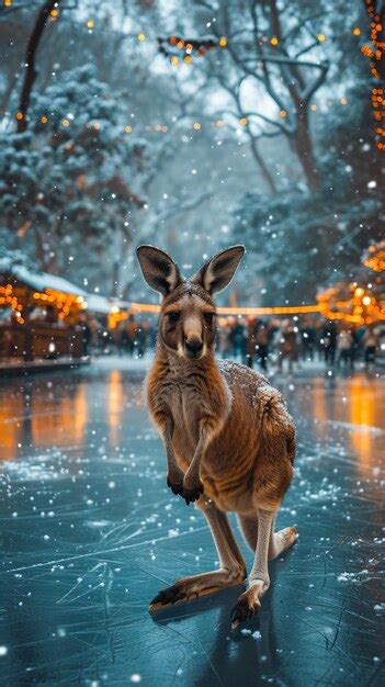 Premium Photo Kangaroo On The Ice Rink Winter Wonderland Jump