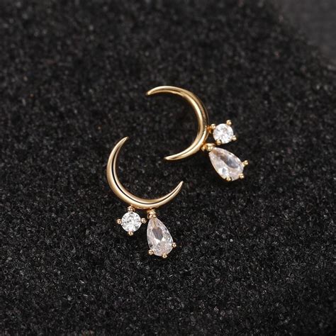 Cheap Huitan Exquisite Moon Dangle Earrings For Girls With Crystal