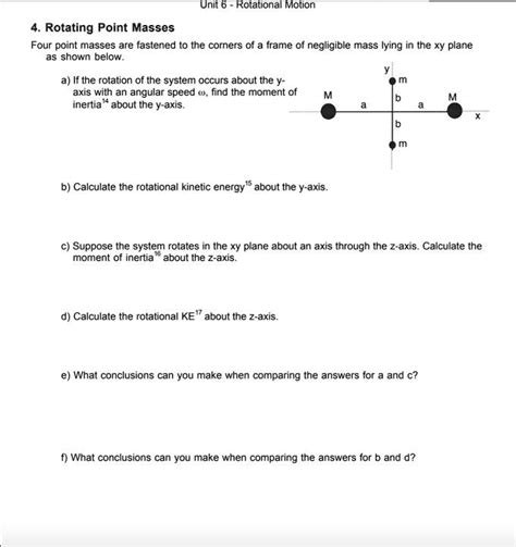 Unit Rotational Motion Rotating Point Masses Four Point Masses Are