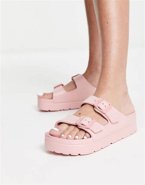 Asos Design Fawn Flatform Jelly Flat Sandals In Pink Asos