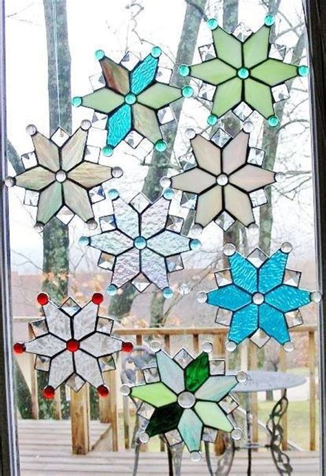 Custom Made Stained Glass Snowflake Winter Holiday Suncatcher Etsy