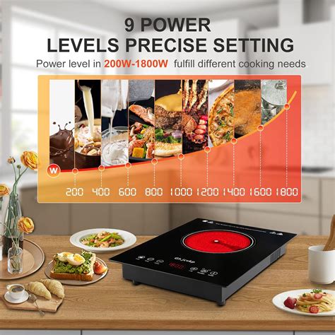 Hot Plate Electric Cooktop W Single Countertop Burner With Power Levels Infrared Ceramic