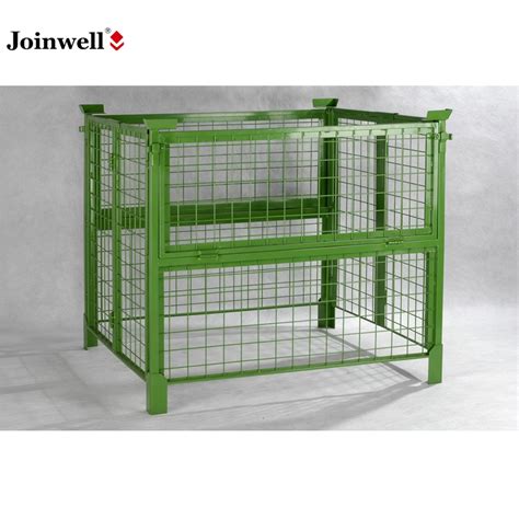 Stackable Collapsible Folding Storage Metal Steel Stacking Wire Mesh Pallet Cages Warehouse