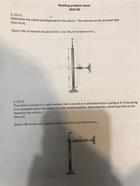 Solved Buckling problem sheet 2019-20 1. (13-1) Determine | Chegg.com