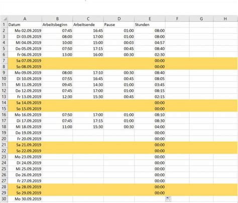 Arbeitszeittabelle Erstellen Zeiterfassung Mit Excel