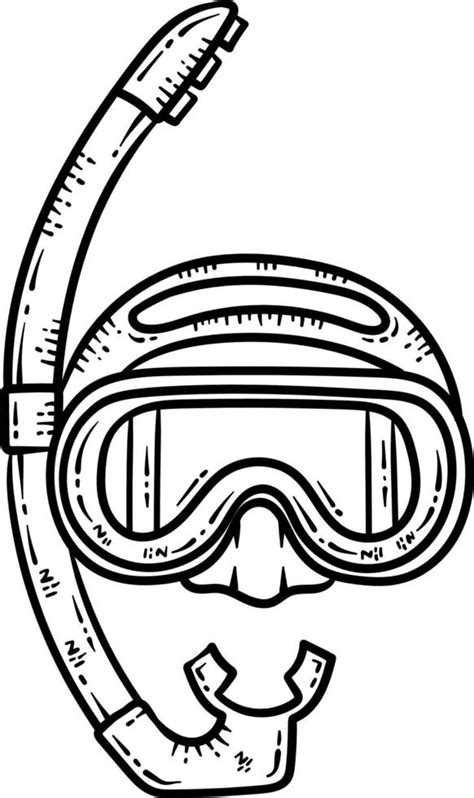 Summer Snorkel Line Art Coloring Page For Adult Vector Art At