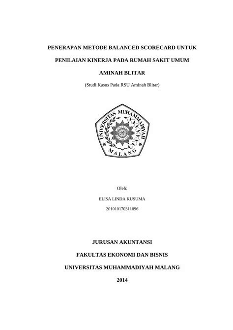 PDF PENERAPAN METODE BALANCED SCORECARD UNTUK Eprints Umm Ac Id