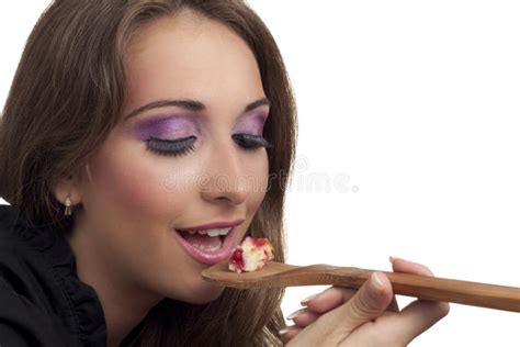 Tasting Stock Photo Image Of Caucasian Brunette Housework 20231894