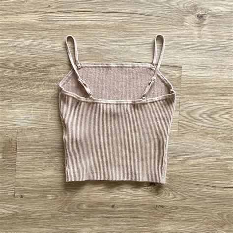 ABERCROMBIE FITCH LIL RIBBED TANK Tan Nude Depop