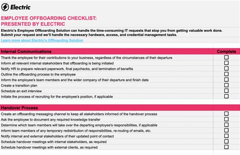 Free Employee Offboarding Checklist Template