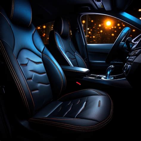 Premium Photo | A black leather car with a black leather interior and a ...