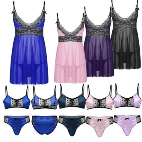 Men S Sissy Lingerie Nightgown Cami Lace Tirm Teddy Babydoll Sleepwear Chemises EBay