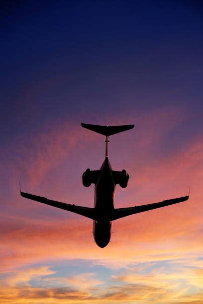 private jet sunset stock  pictures royalty  images istock