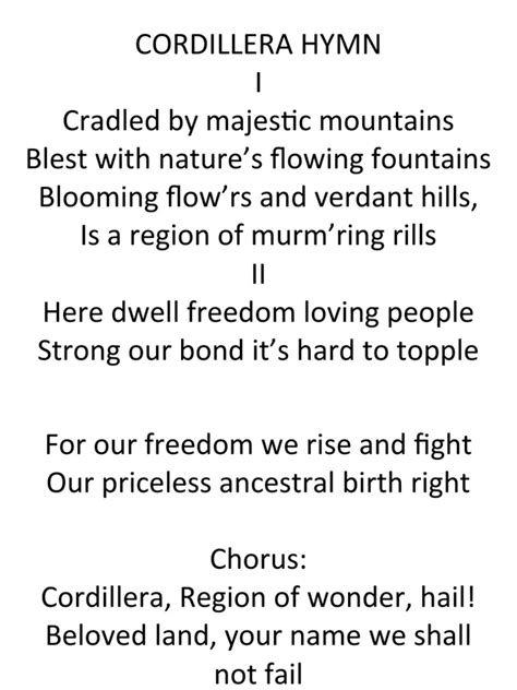 Cordillera Hymn | PDF