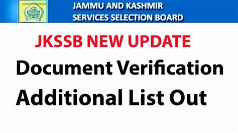 Jkssb New Update L Document Verification L Important Update Out Youtube