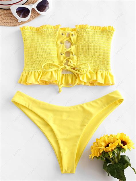 Damen Bikinis Bikini Sets ZAFUL Strukturiertes Tank Bikini Set 9 04 EUR
