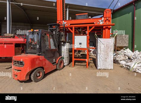 Bags Of Potato In Potato Distribution Place Potato Packing Concept