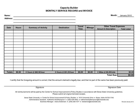 Monthly Invoice Template Free Word — db-excel.com