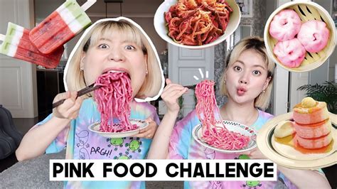 We Only Ate Pink Food For 24 Hours Challenge Q2han Youtube