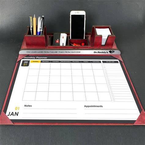 Desk Organizer with Planner - Red Square