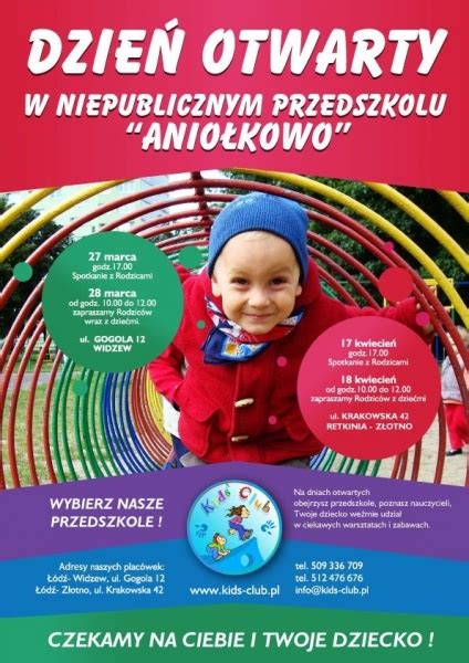 Dni otwarte w Niepublicznym Przedszkolu Aniołkowo Łódź Czas Dzieci