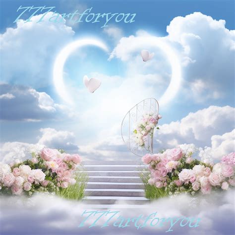 In Loving Memory PNG, Memorial Background Template Stairs to Heaven