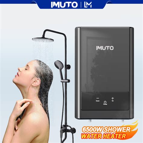 Imuto Water Heater Shower Instant Modern Electric Lcd Touchscreen W Hot And Cold Shower