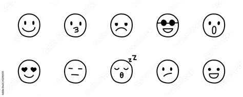 Conjunto De Emoticones Dibujados A Mano Expresiones Faciales Concepto