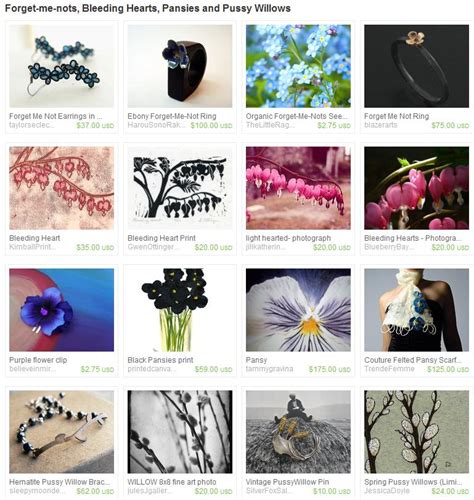 Jules J Gallery Forget Me Nots Bleeding Hearts Pansies Pussy Willows