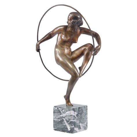 Art Deco Bronze Sculpture Of A Nude With Bow By Marcel Bouraine At StDibs