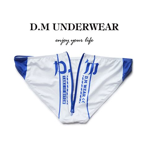 Gay Swim Briefs D M Back Zipper Easy Access Swim Briefs