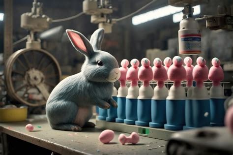 Premium Photo Easter Rabbit Factory Producing Toys