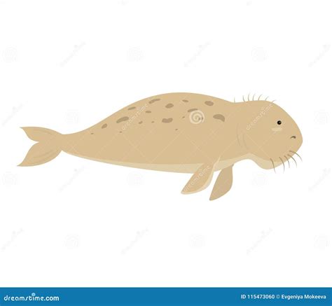 Cartoon Dugong Icon on White Background. Stock Vector - Illustration of ...