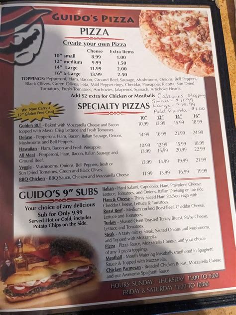 Menu At Guidos Pizza Pizzeria Prescott Valley 150 Az 69