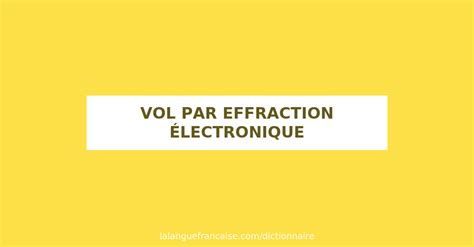 Définition de vol par effraction électronique Dictionnaire français