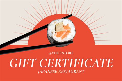 Japanese Restaurant Gift Voucher Offer Online Gift Certificate Template