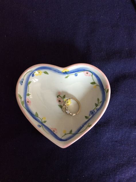 Vintage Heart Shaped Trinket Dish With Floral Border Etsy