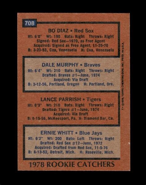 1978 Topps Set Break 708 Dale Murphy EX EXMINT GMCARDS EBay