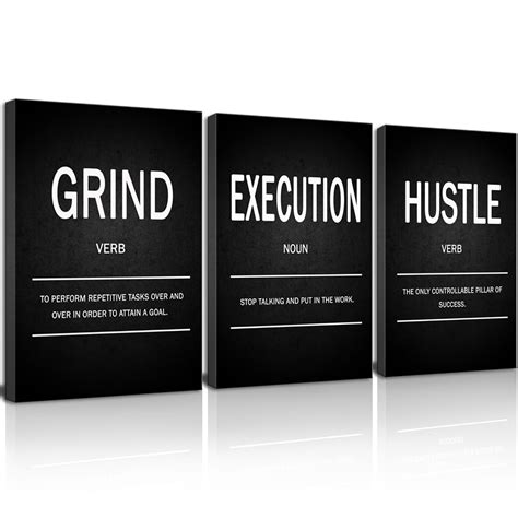 Wall Art Motivational Wall D Cor Grind Hustle Execution Inspirational