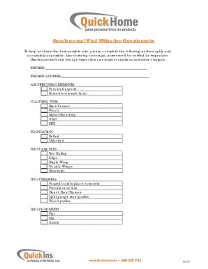 Fillable Online Supplemental Wind Mitigation Questionnaire Fax Email