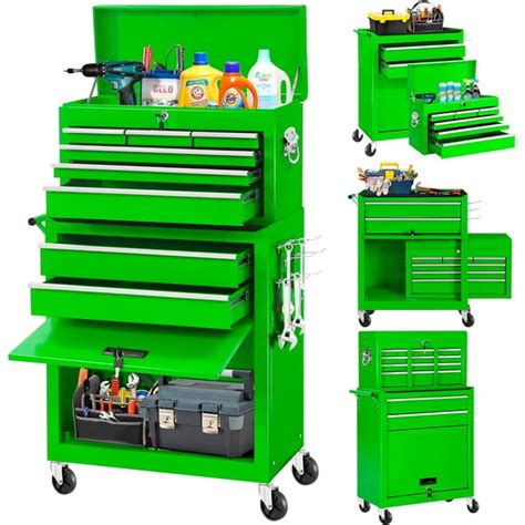 2-IN-1 Detachable Tool Chest & Cabinet, 8-Drawer Large Capacity, Mobile ...