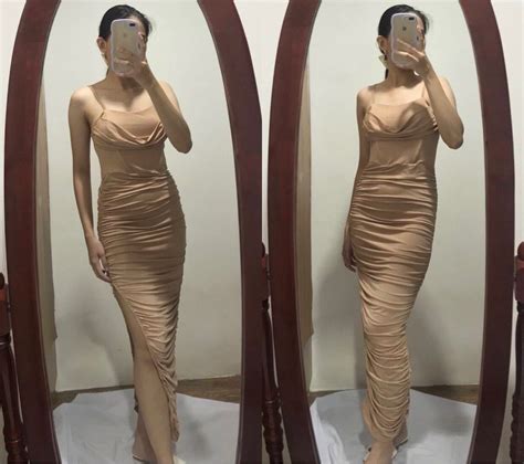 Shein Nude Sexy Corset Maxi Bodycon Ruched Dress Women S Fashion Dresses Sets Dresses On