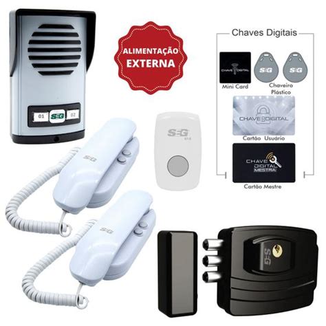 Kit Porteiro 2 Pontos Fechadura Ultra Card E Botoeira SEG Interfone