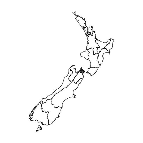 Outline Sketch Map Of New Zealand With States And Cities 25843993 Vector Art At Vecteezy